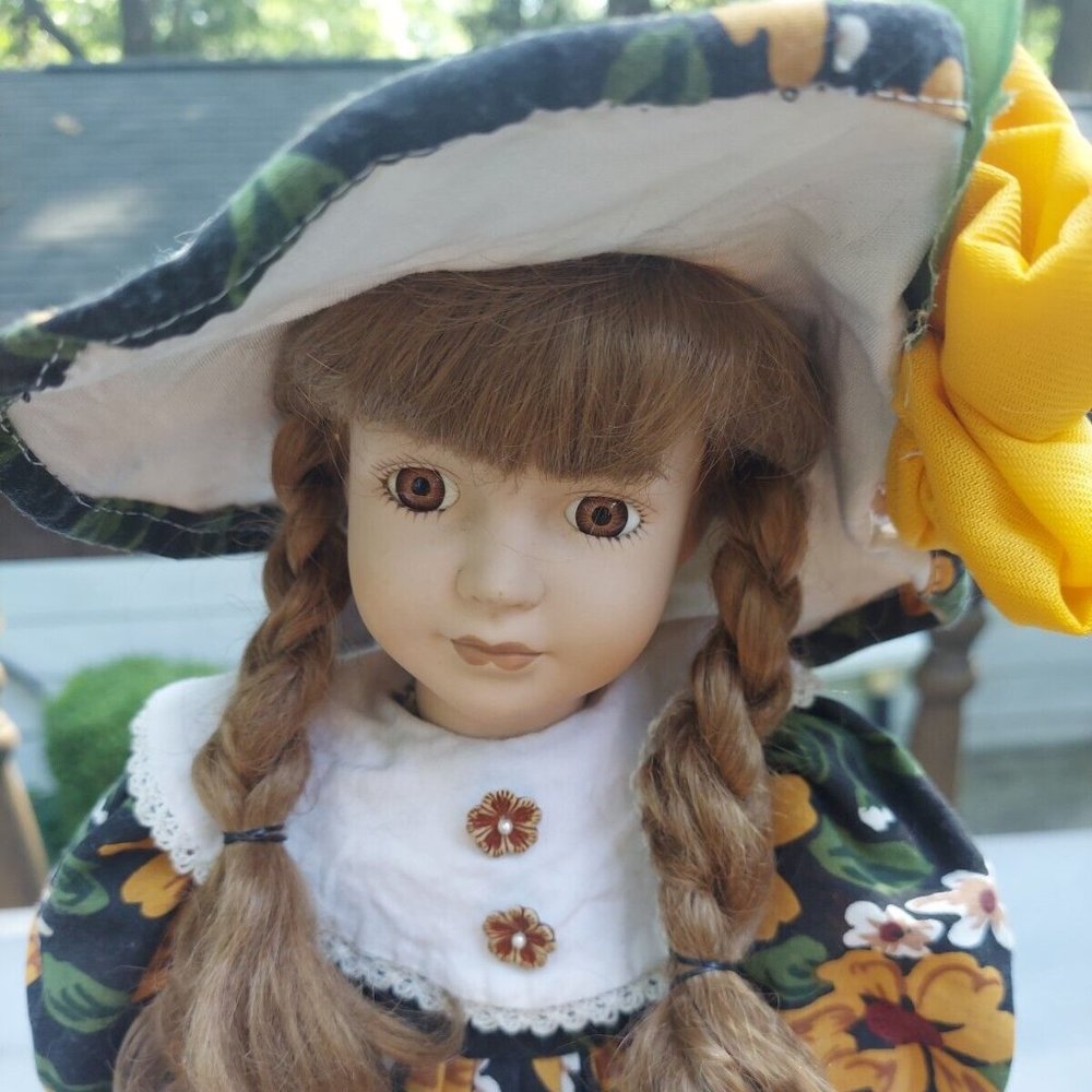 Bisque Porcelain 16" Doll with Stand